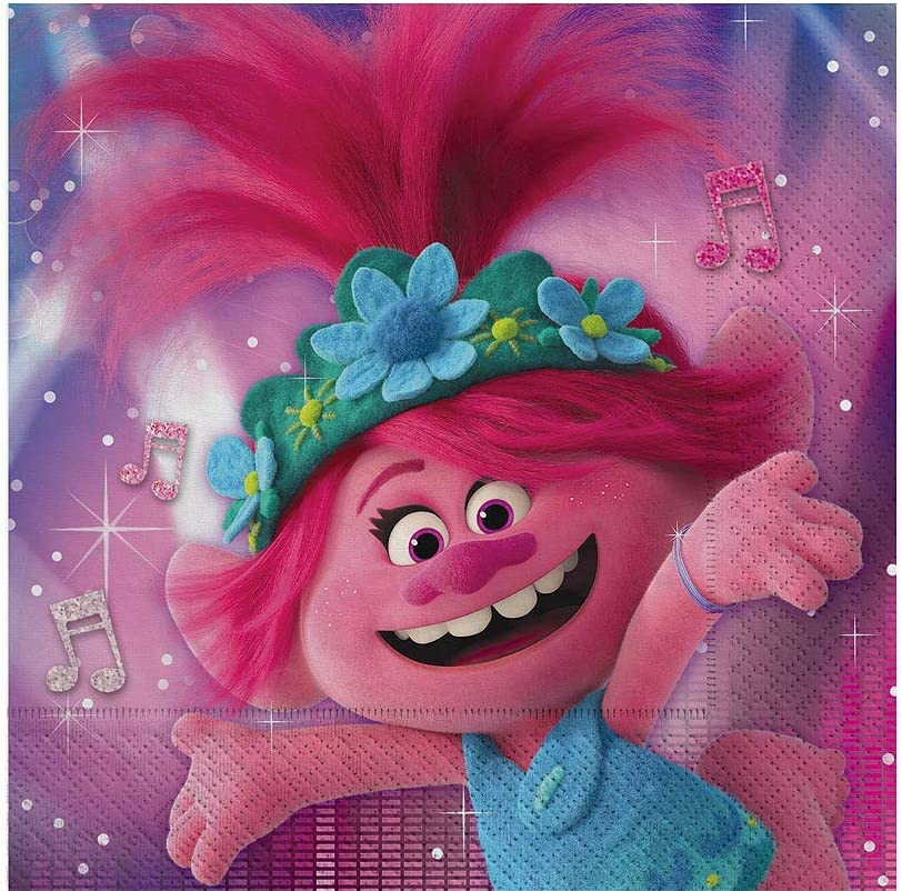 Party City Trolls World Tour Tableware, Poppy and Branch Plates, Napkins,  Cups, Utensils, and Decorations